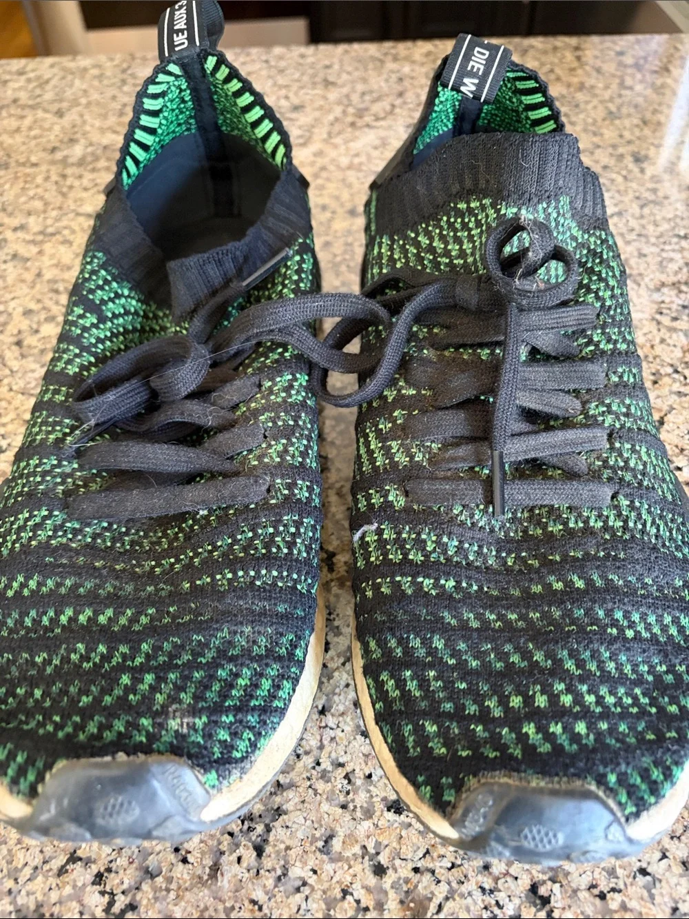 adidas Black and Green Knit Sneakers